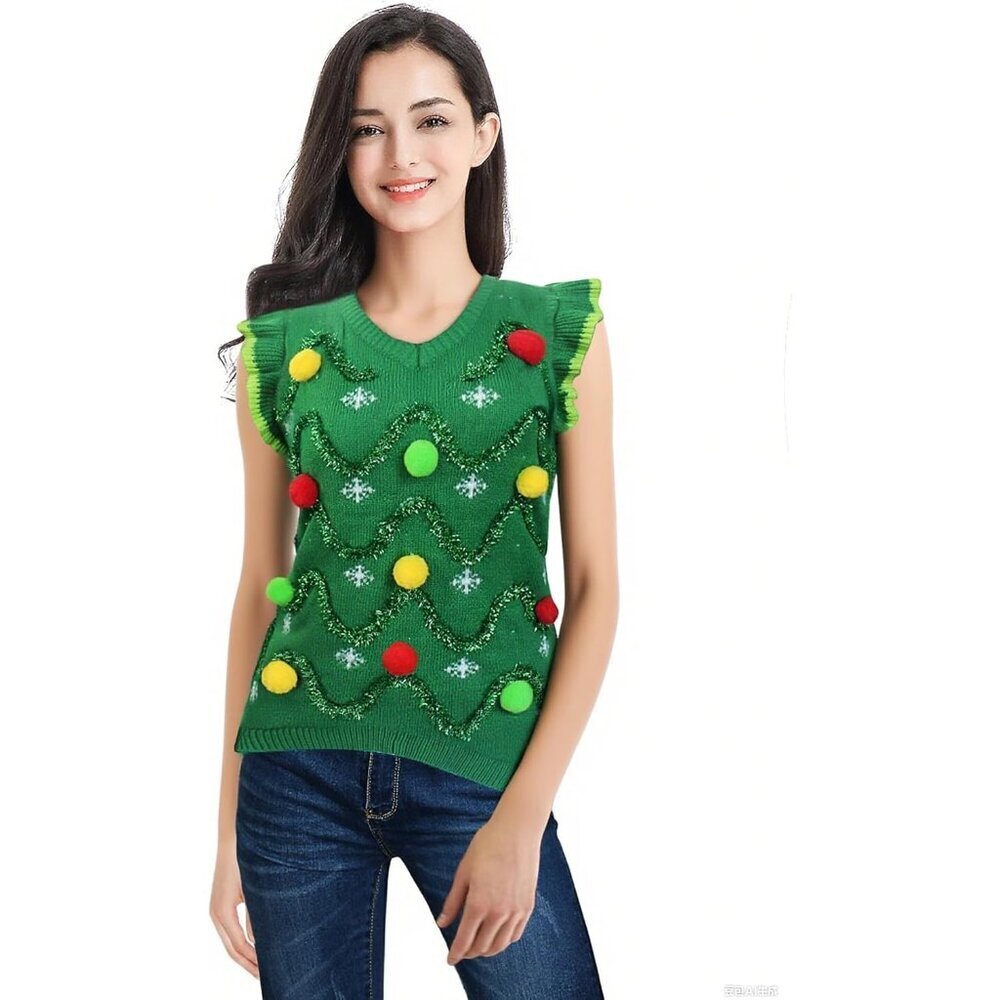 Women’s Reindeer Knit Christmas Sweater Soft Acrylic Festive Pullover